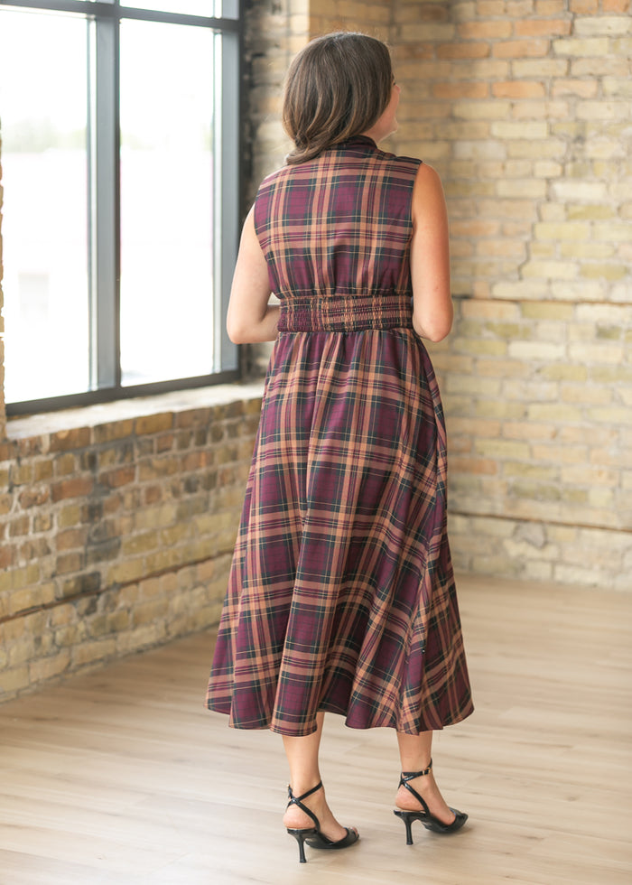 Plaid Zipper Front Maxi Dress FF Dresses