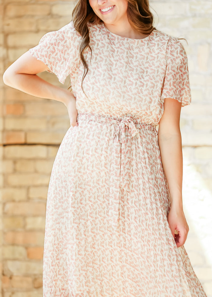 Pleated Floral Waist Tie Maxi Dress FF Dresses