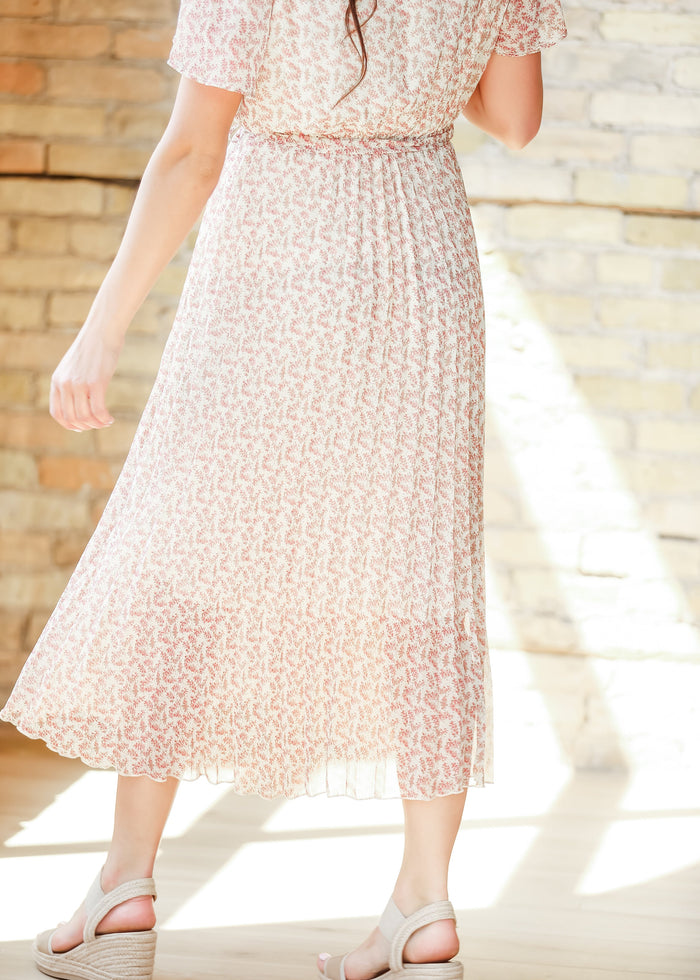 Pleated Floral Waist Tie Maxi Dress FF Dresses