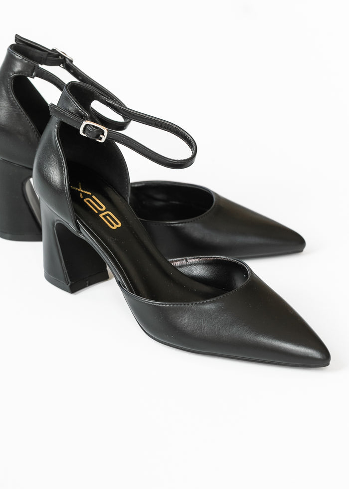 Pointed Toe Flare Block Heel Shoes