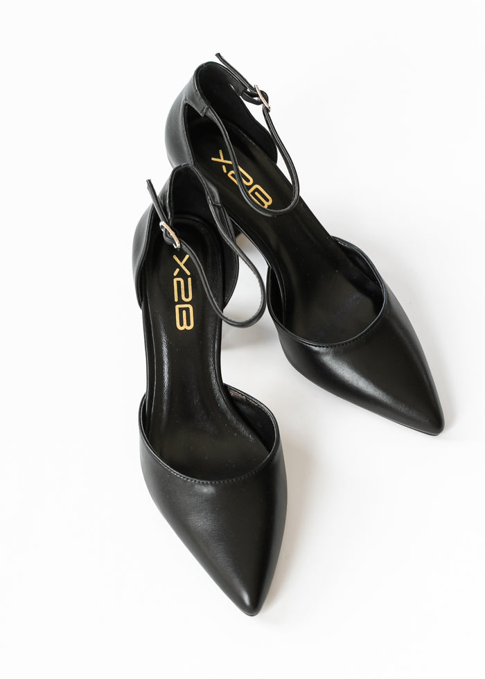 Pointed Toe Flare Block Heel Shoes