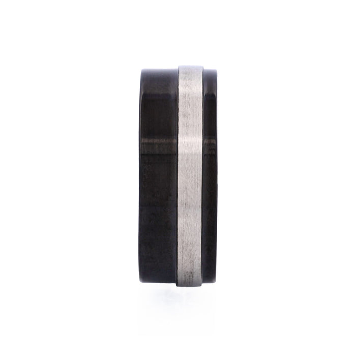 Polished Ion Plated Black and Brushed Stainless Steel Ring