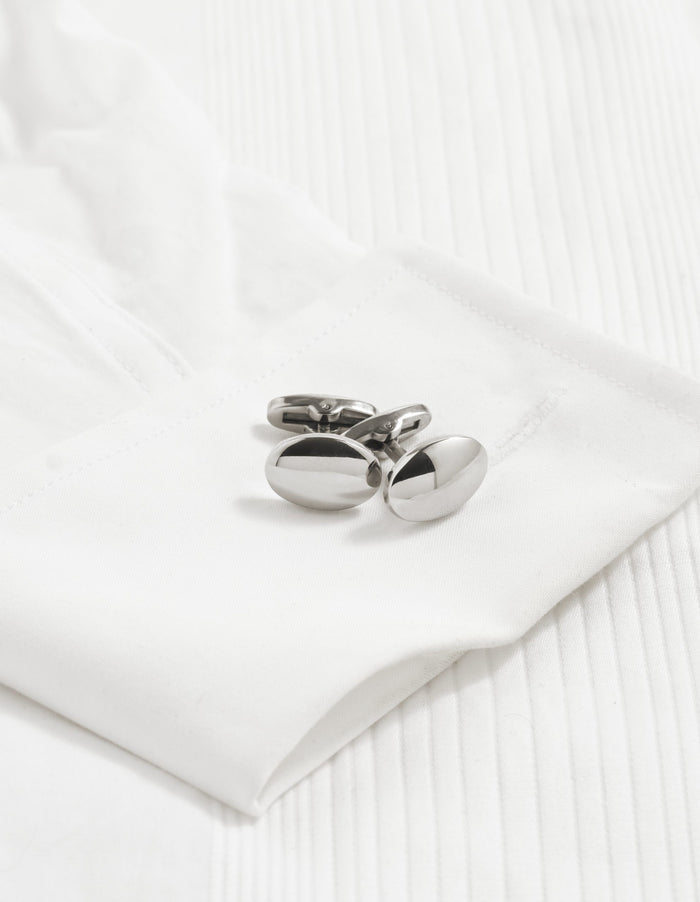 Polished Oval Stainless Steel Cuff Links