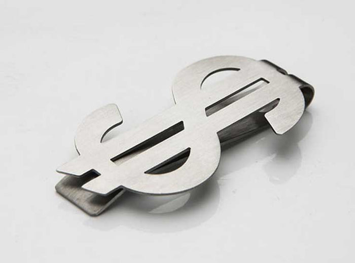 Polished Rhodium Plated $ Money Clip