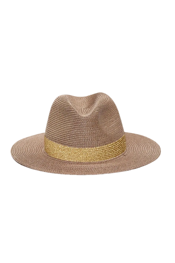 Lastelier Portofino Hat in gold woven paper