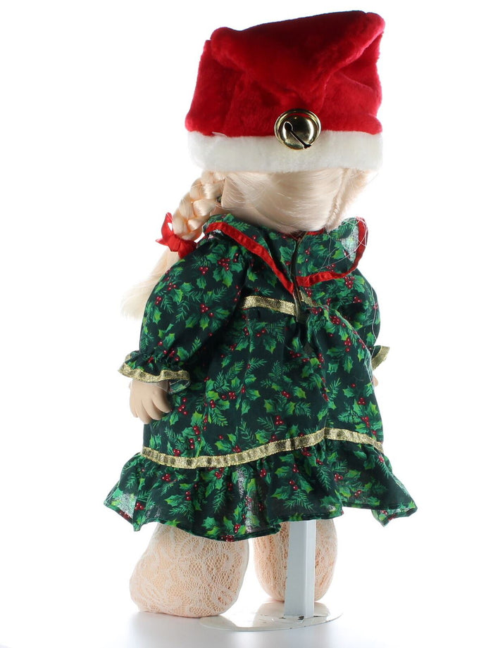 Precious Moments Doll Collection Vinyl Plush Christmas Dress Braids Jingle Bells
