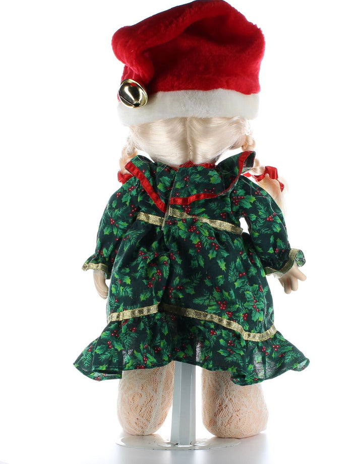 Precious Moments Doll Collection Vinyl Plush Christmas Dress Braids Jingle Bells
