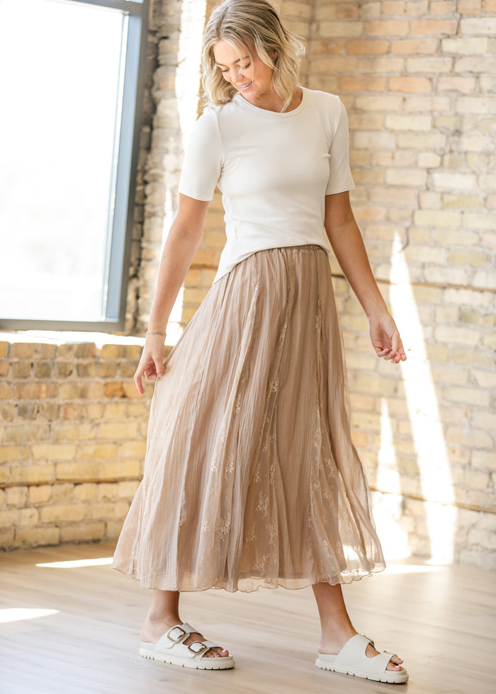 Printed Floral Lace Maxi Skirt FF Skirts
