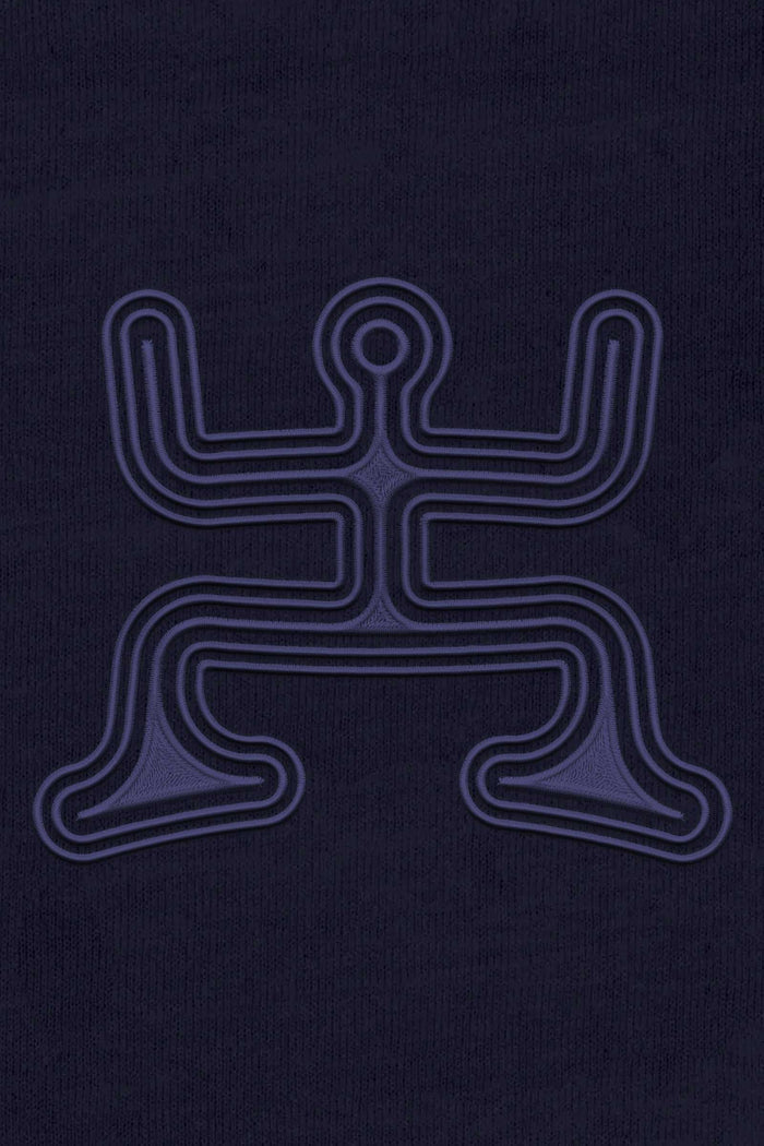 Psychedelic Party - Monochrome Embroidery Men Sweatshirt - Navy Blue - symbolika