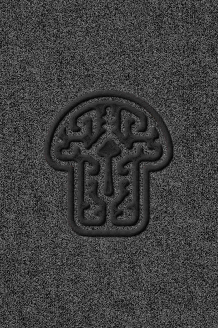 Psychedelic Shroom - Monochrome Embroidery Men Sweatshirt - Charcoal - symbolika