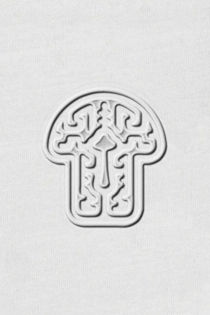Psychedelic Shroom - Monochrome Embroidery Women Sweatshirt - White - symbolika