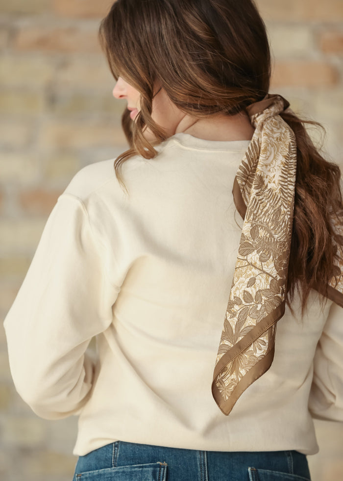 Puff Flower Cross Pullover Sweatshirt FF Tops