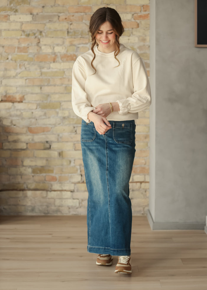Puff Flower Cross Pullover Sweatshirt FF Tops