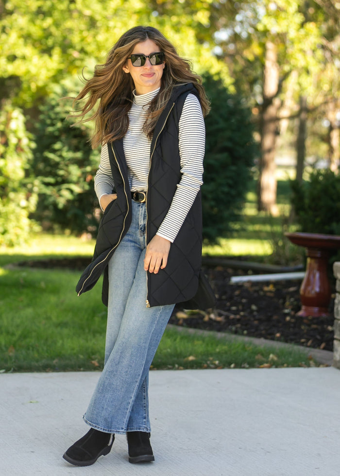 Quilted Long Hoodie Vest FF Layering Essentials