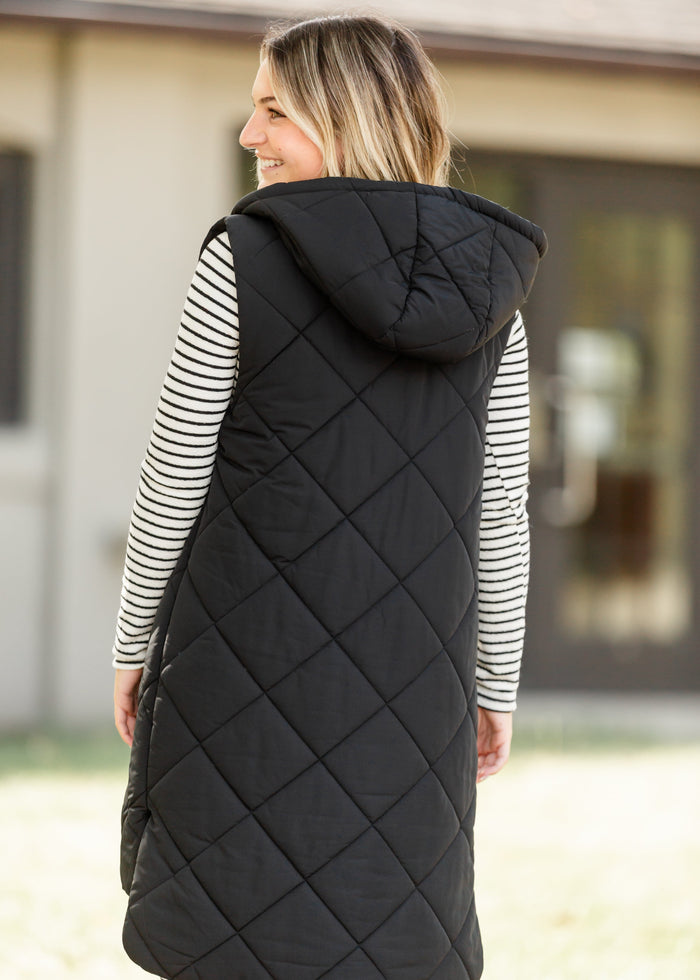Quilted Long Hoodie Vest FF Layering Essentials
