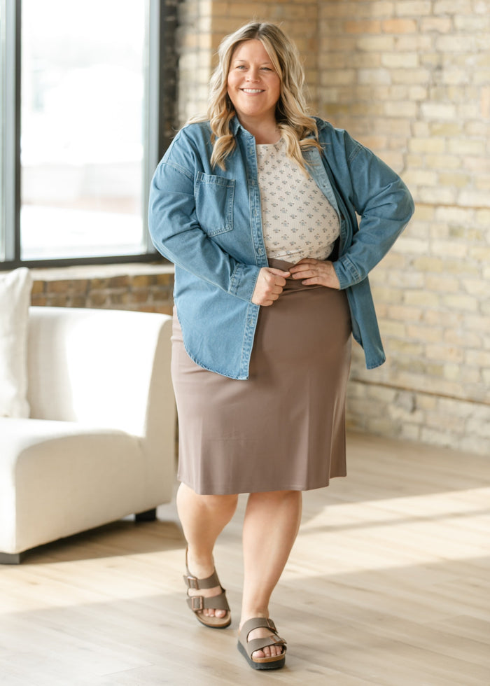 Quinn Deep Taupe Knit Midi Skirt IC Skirts 1XL
