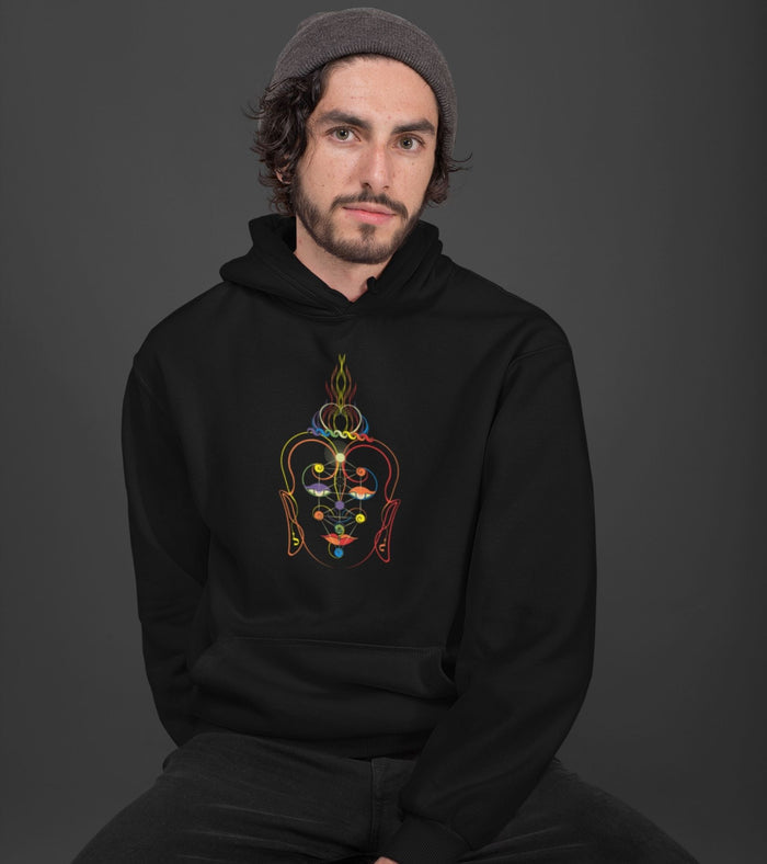 Rainbow Buddha Hoodie Choice of Colors — visionary art by Symbolika