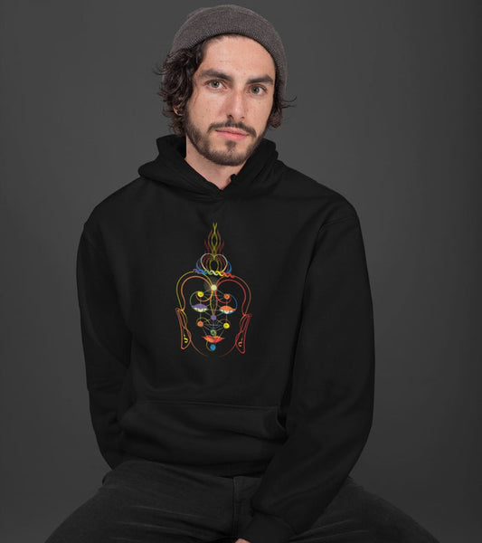 Rainbow Buddha Hoodie Choice of Colors — visionary art by Symbolika