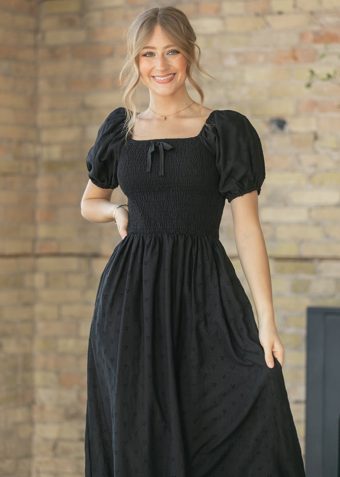 Rayna Black Eyelet Maxi Dress IC Dresses