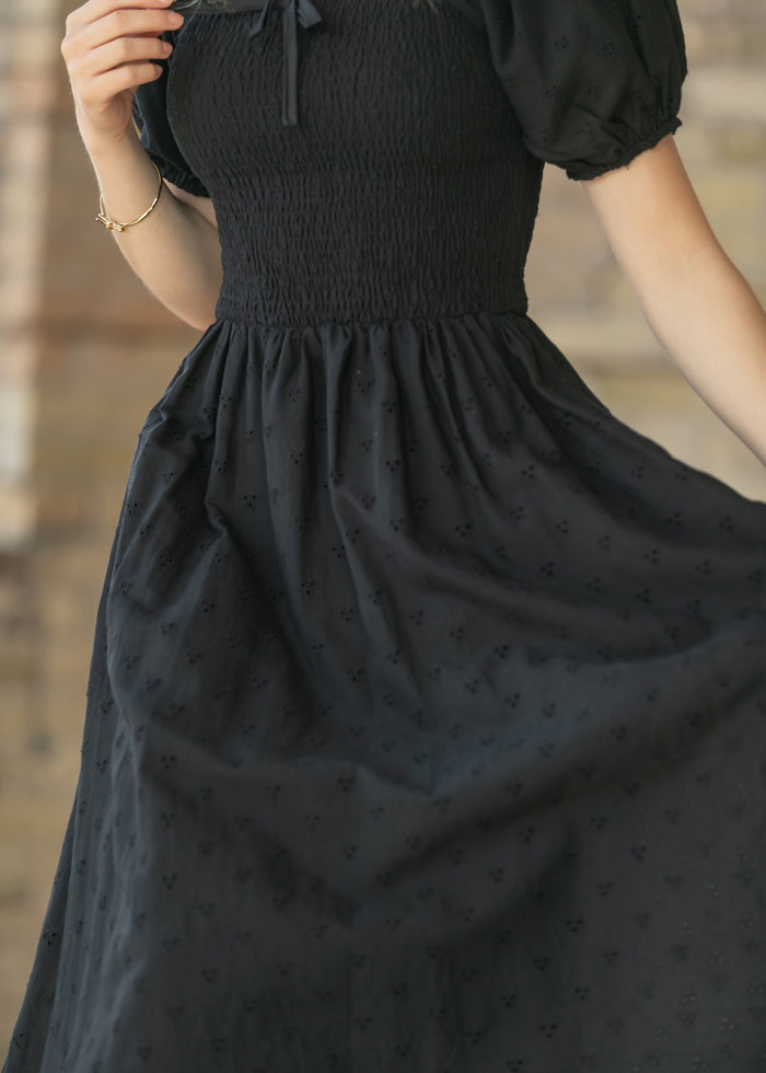 Rayna Black Eyelet Maxi Dress IC Dresses