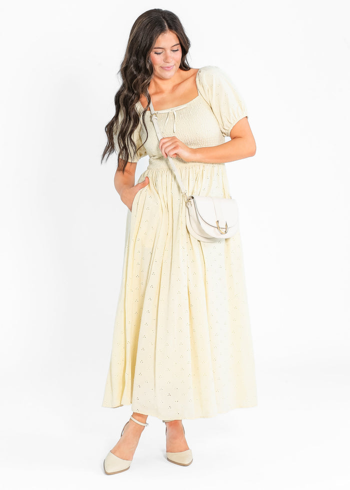 Rayna Puff Sleeve Eyelet Maxi Dress IC Dresses