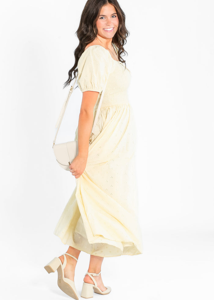 Rayna Puff Sleeve Eyelet Maxi Dress IC Dresses