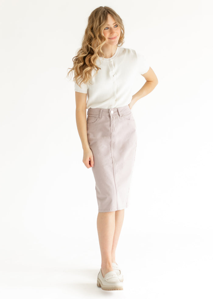Remi Lilac Denim Midi Skirt IC Skirts