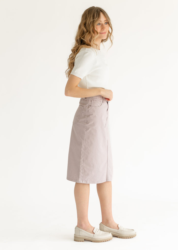 Remi Lilac Denim Midi Skirt IC Skirts