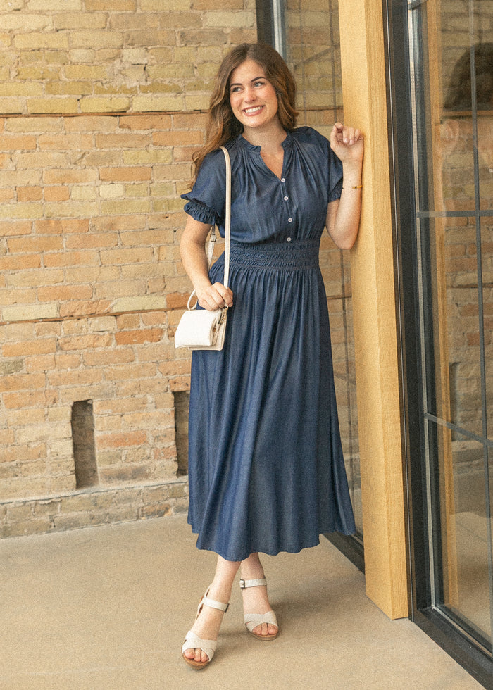 Rena Dark Chambray Midi Dress IC Dresses