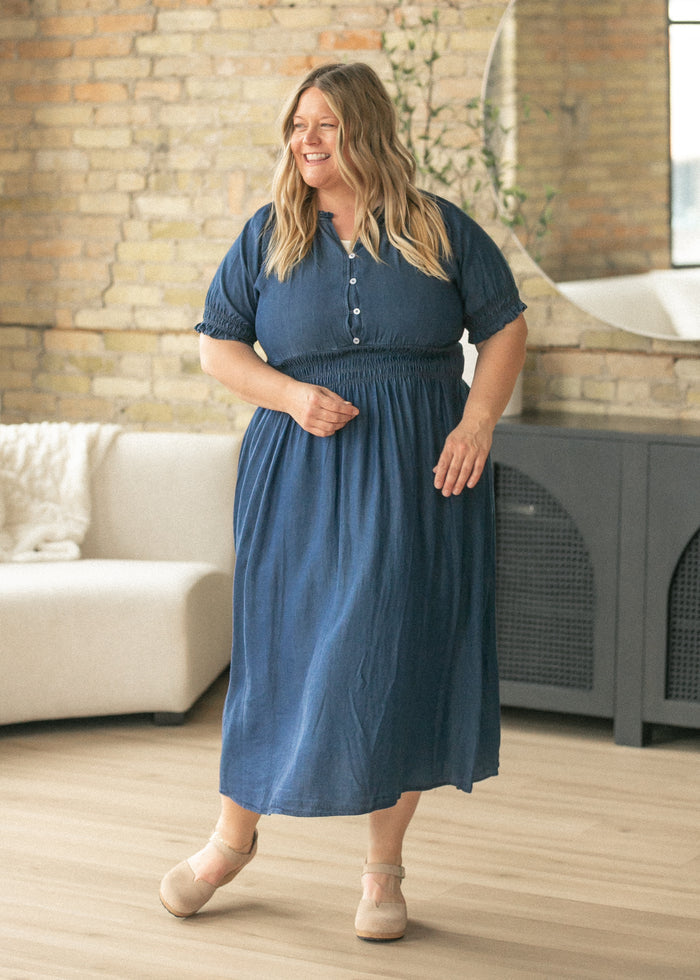 Rena Dark Chambray Midi Dress IC Dresses 1XL