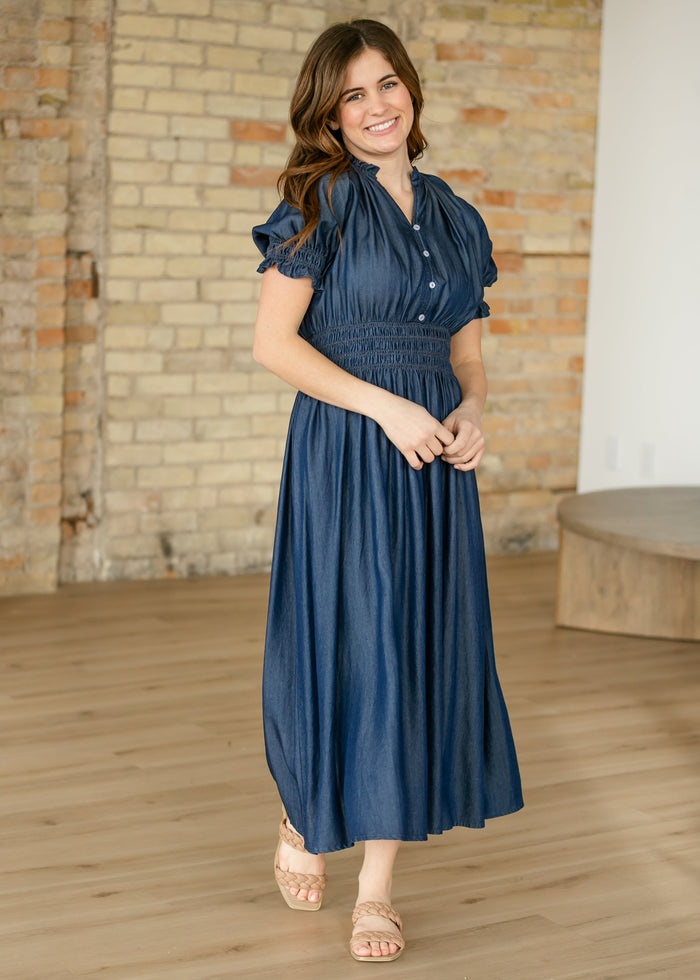Rena Dark Chambray Midi Dress IC Dresses