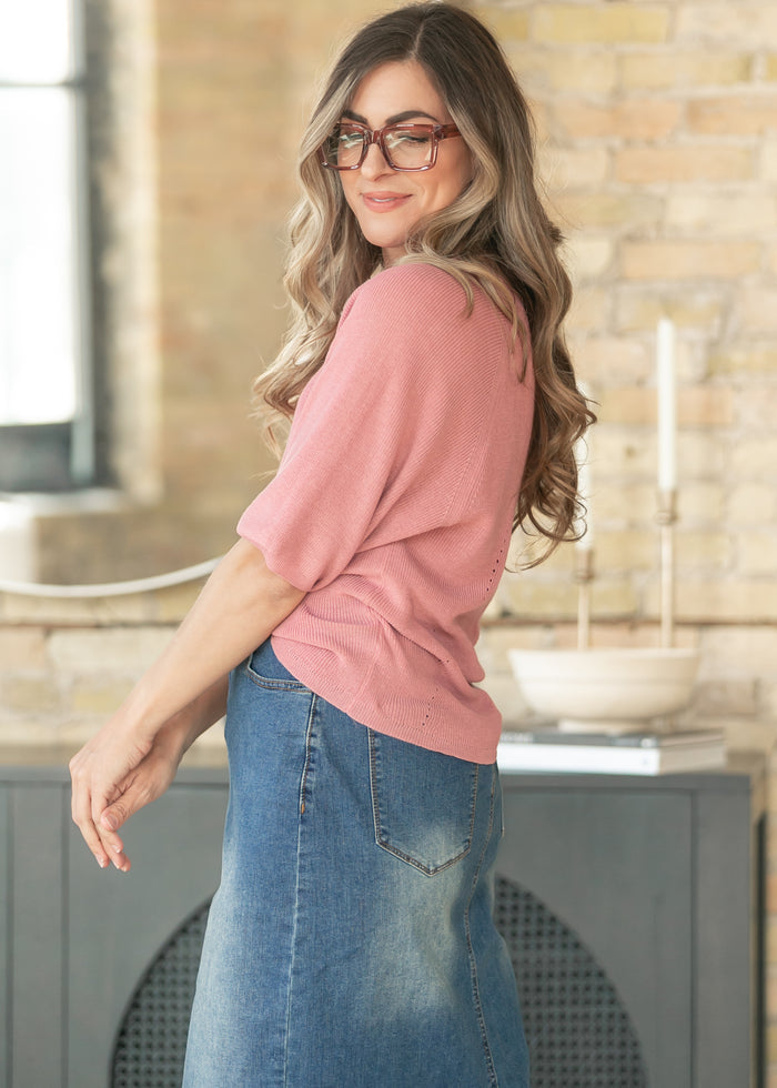 Ribbed Knit Rose Boxy Tee FF Tops