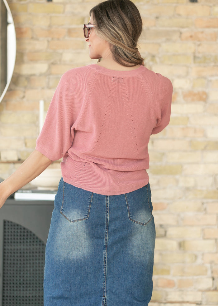 Ribbed Knit Rose Boxy Tee FF Tops