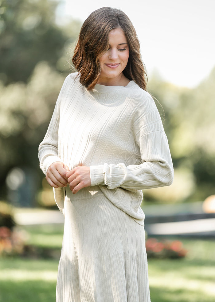 Ribbed Long Sleeve Sweater FF Tops
