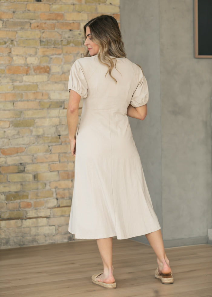 Beige Ribbed Midi Dress FF Dresses