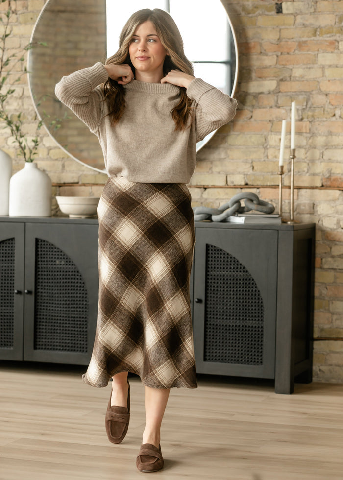 Ribbed Sleeve Crew Neck Sweater FF Tops