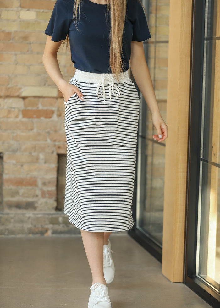 Robyn Sailor Striped Drawstring Midi Skirt IC Skirts