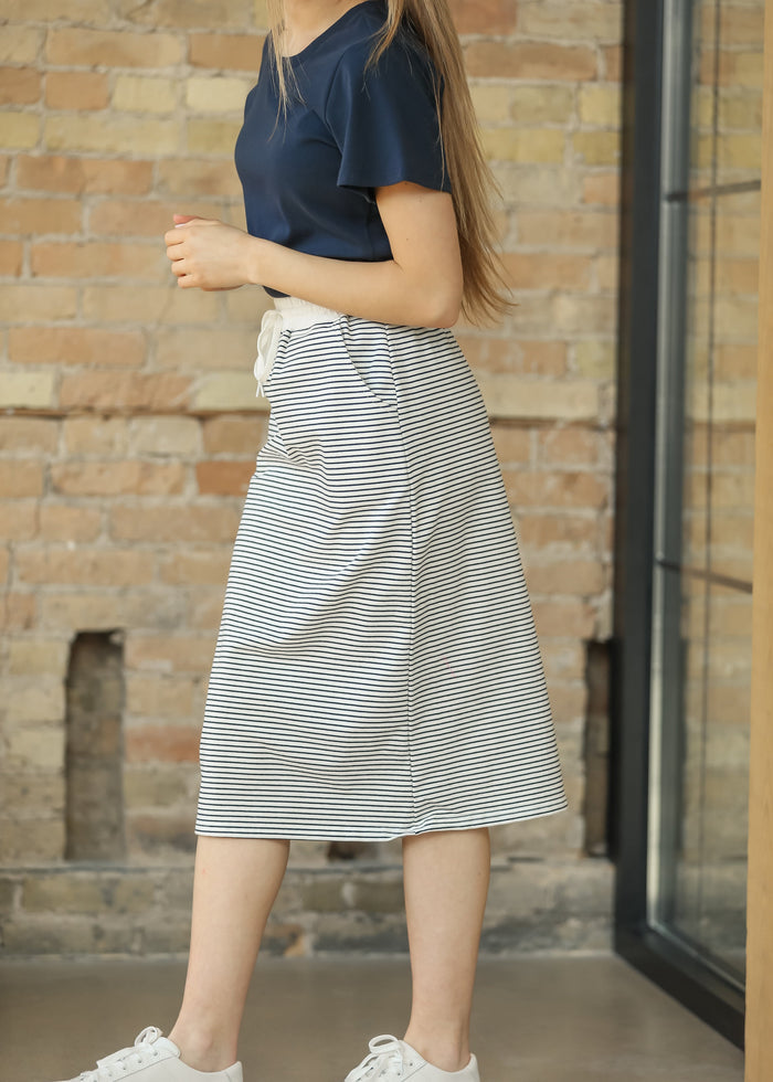 Robyn Sailor Striped Drawstring Midi Skirt IC Skirts