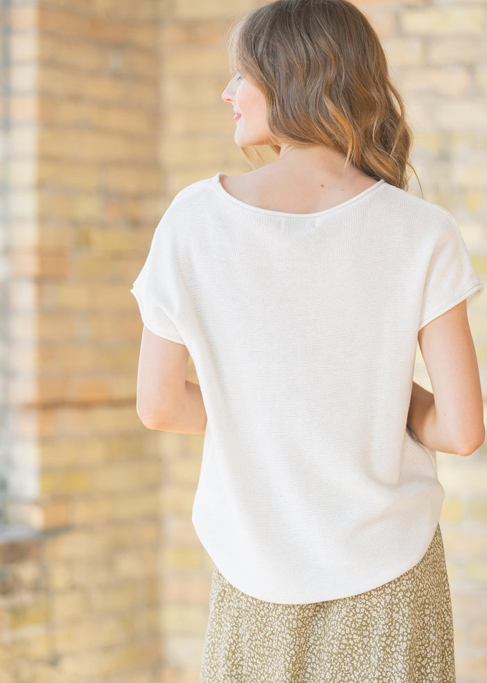 Rolled Seam Knit Sweater Tee FF Tops