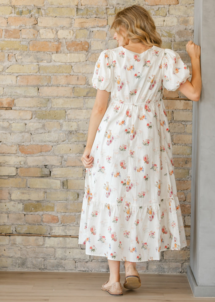 Romantic Floral Puff Sleeve Maxi Dress FF Dresses