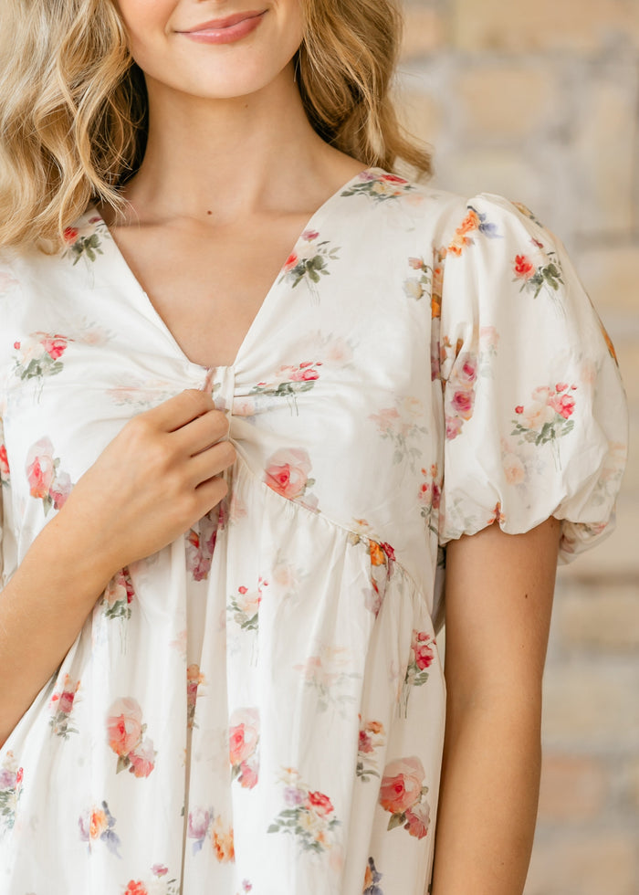 Romantic Floral Puff Sleeve Maxi Dress FF Dresses