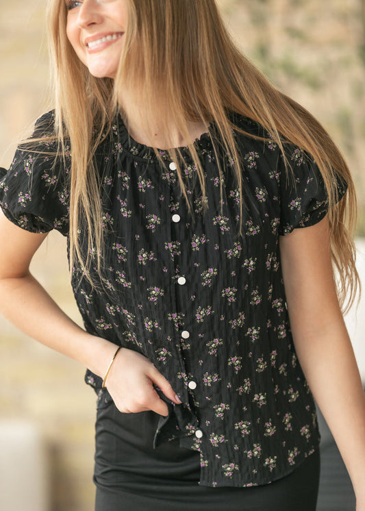 Romantic Floral Ruffle Top FF Tops