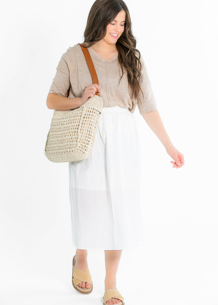 Taye Ivory A-line Midi Skirt FF Skirts