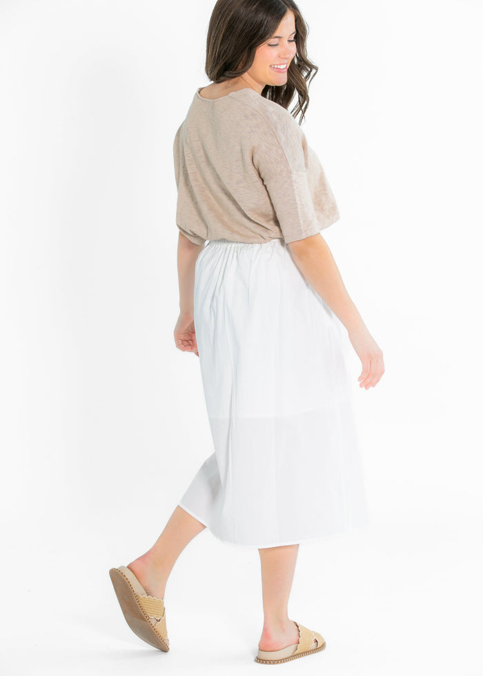 Taye Ivory A-line Midi Skirt FF Skirts