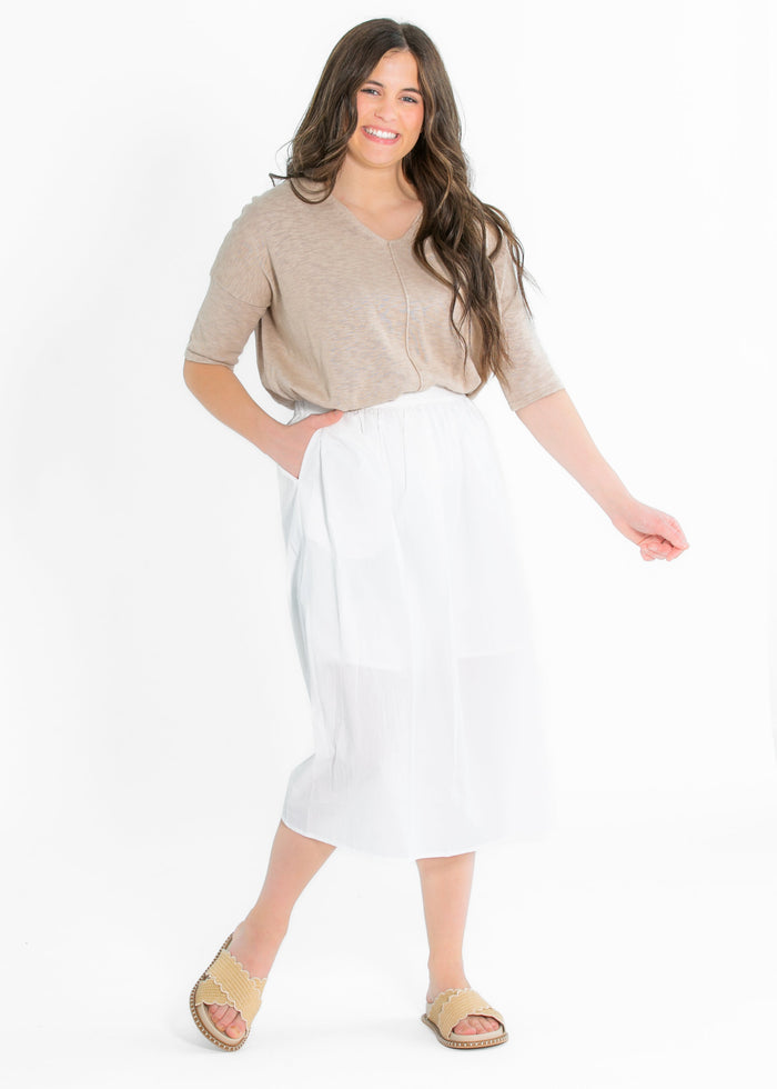 Taye Ivory A-line Midi Skirt FF Skirts