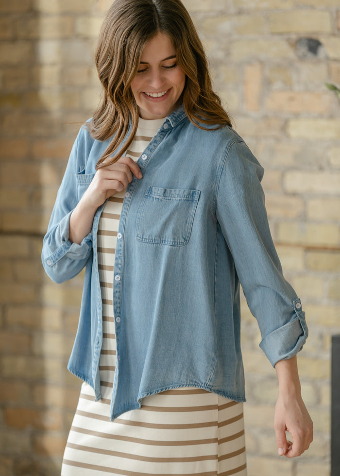 Rowan Chambray Button Down Top IC Tops