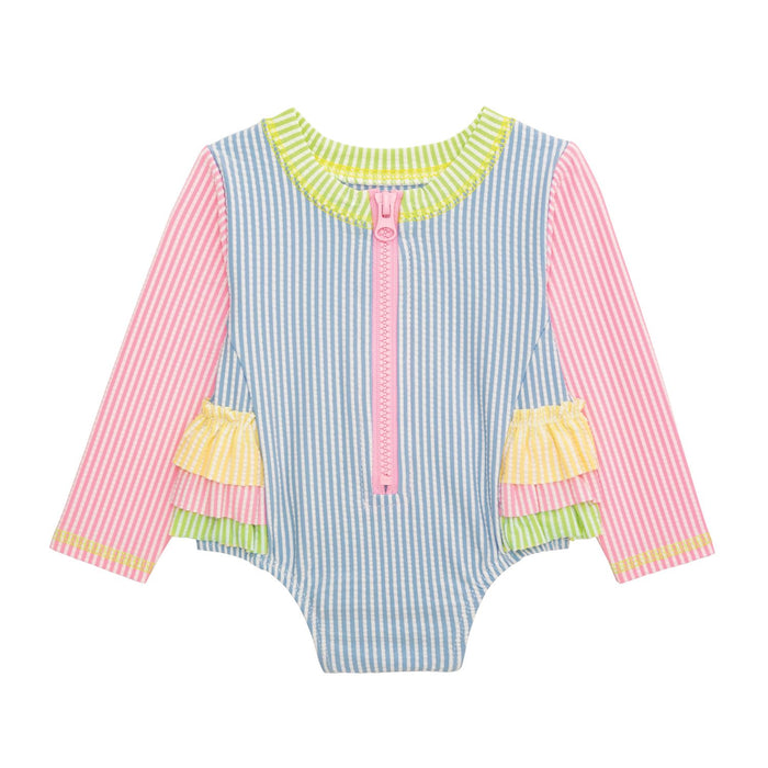 Ruffle Seersucker One-Piece Rash Guard