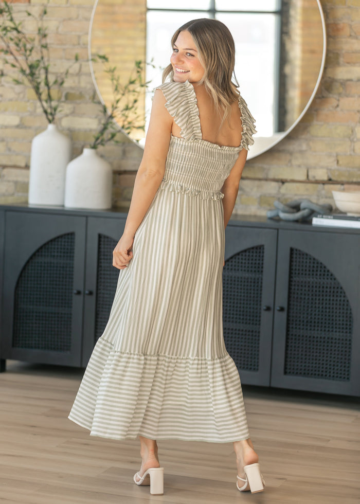 Ruffle Sleeve Square Neck Maxi Dress FF Dresses