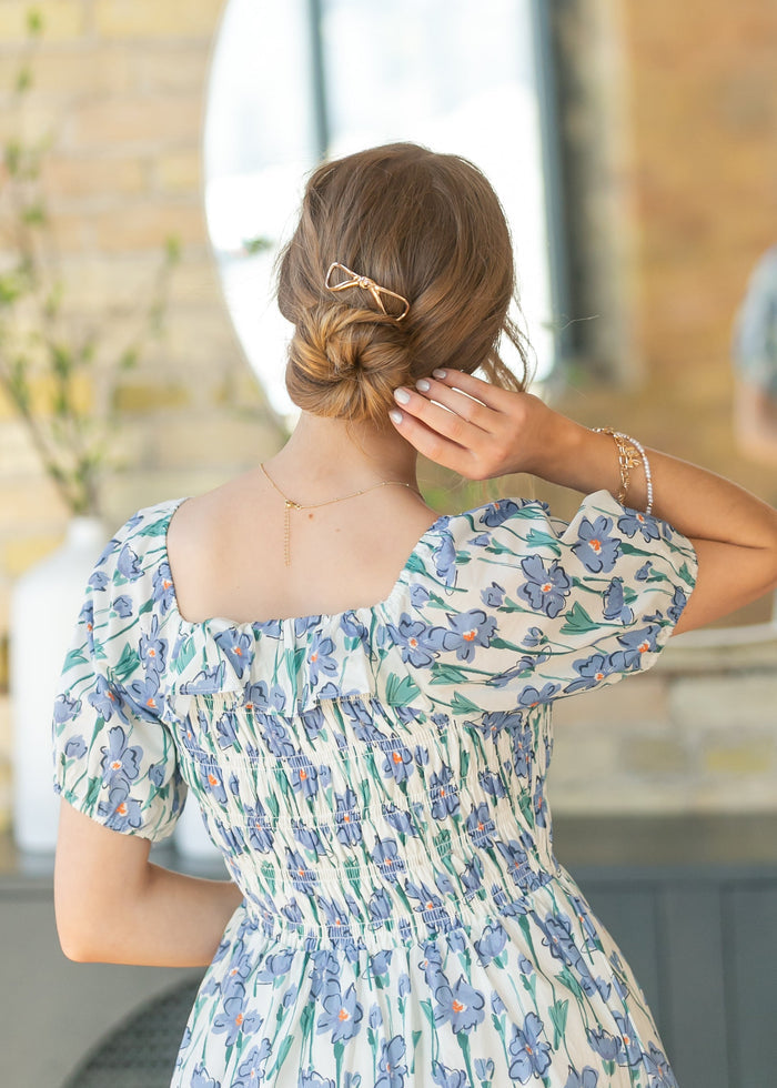 Ruffle Square Neck Smocked Maxi Dress FF Dresses