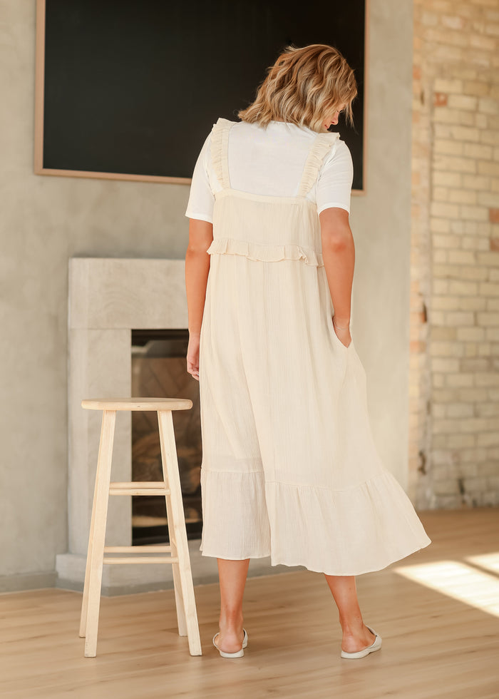 Ruffle Trim Sleeveless Midi Dress FF Dresses